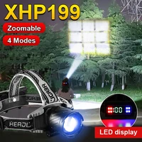 new xhp199 super powerful led headlamp high power led headlight 18650 usb rechargeable head flashlight xhp160 fishing head lamp