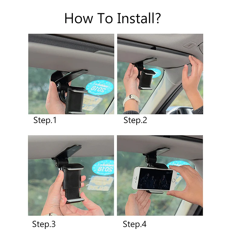 Универсальный автомобильный держатель для телефона на солнцезащитный козырек с