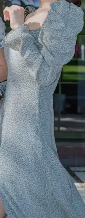 

Женское платье с принтом хризантемы, синее элегантное платье с квадратным вырезом и пышными рукавами