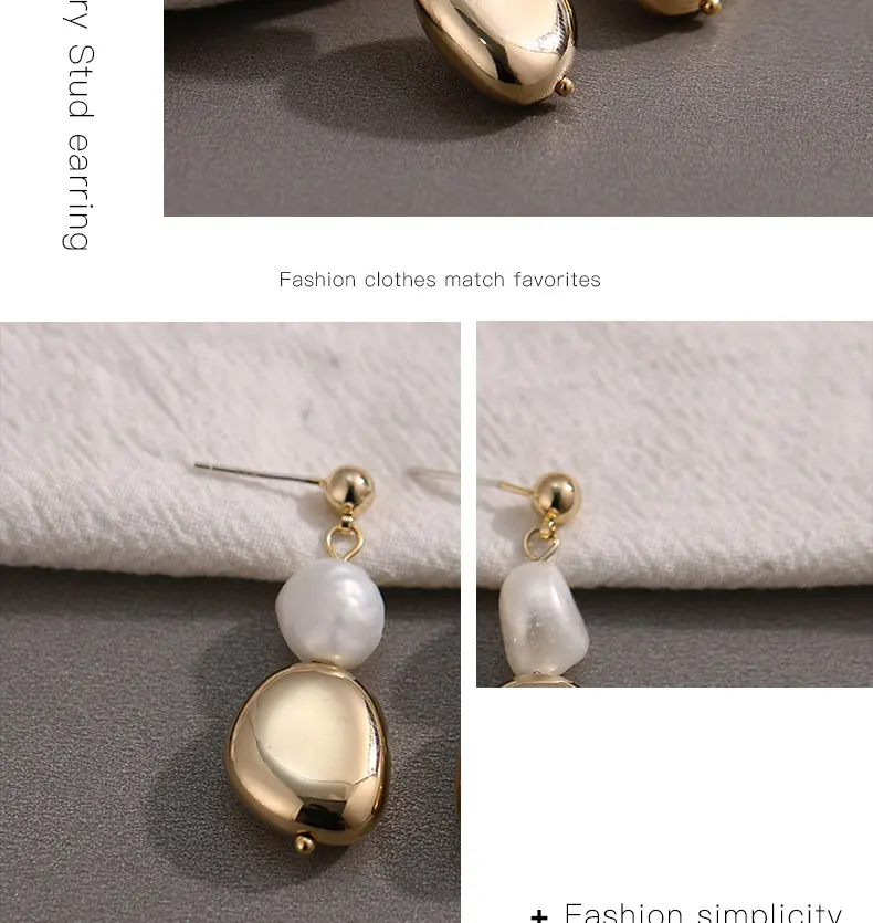 Korean Design Vintage Baroque Freshwater Pearl Earrings Irregular Bead Pendant Drop Earrings for Woman Birthday Present Jewelry