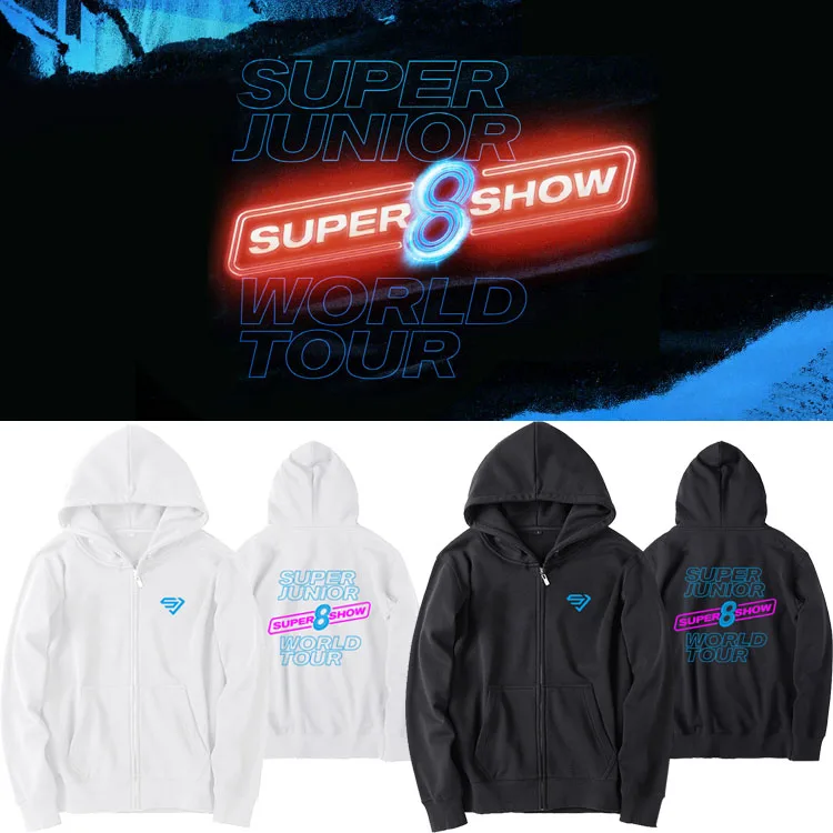 SUPER Junior WORLD TOUR супер SHOW8 толстовки на молнии с капюшоном стильный Поп новое поступление конкурс стильная обувь на молнии, толстовки с длинным рукавом с