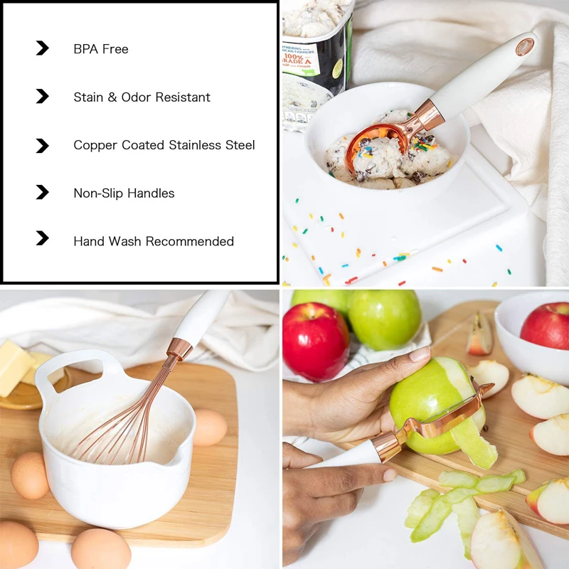7pc rose gold garlic press pizza cutter kitchen gadget set can opener potato cooking high end kitchenware kitchen accessories free global shipping