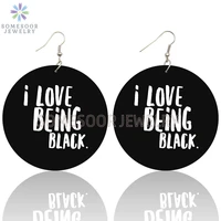 somesoor i love being pro black enough wooden drop earrings beautiful printing inspired sayings loops dangle for women gifts