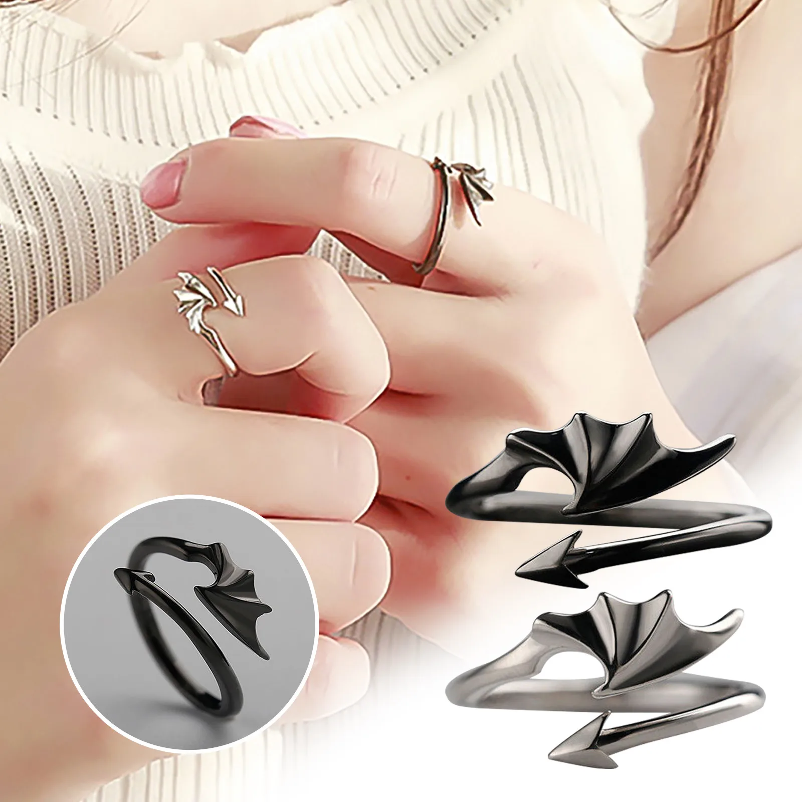 

Мужское и женское Винтажное кольцо Devil Tail Ring, регулируемое кольцо для пар, 2021