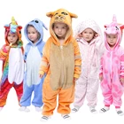 Детские фланелевые пижамы-кигуруми в виде единорога, детские зимние пижамы, комбинезоны для мальчиков и девочек, пижамные комплекты с тигром, пандой, стичем, животными, Пижама