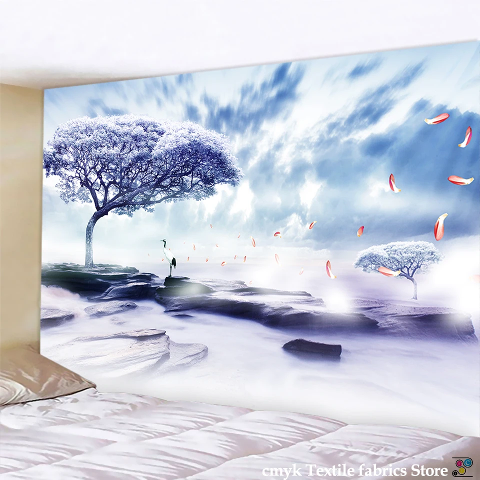 Сон гобелен с изображением деревьев лес звездное небо психоделический ковер