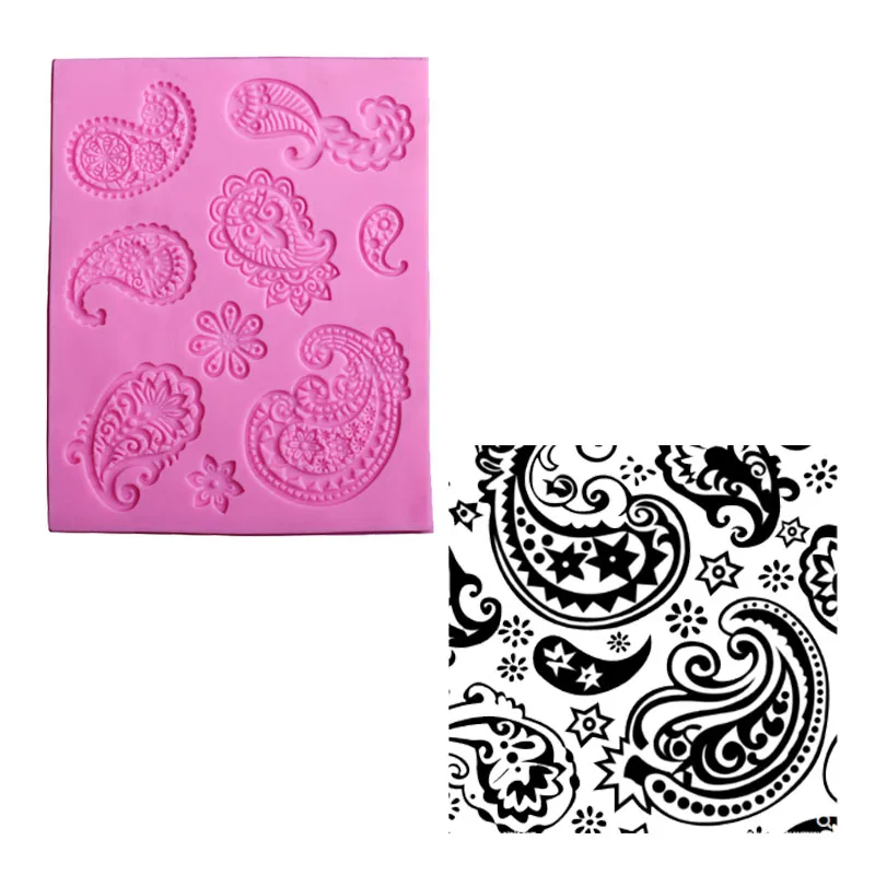 Новые Кружева-шаблон кешью цветы силиконовые формы Дизайнер DIY Пейсли 3D стеновые