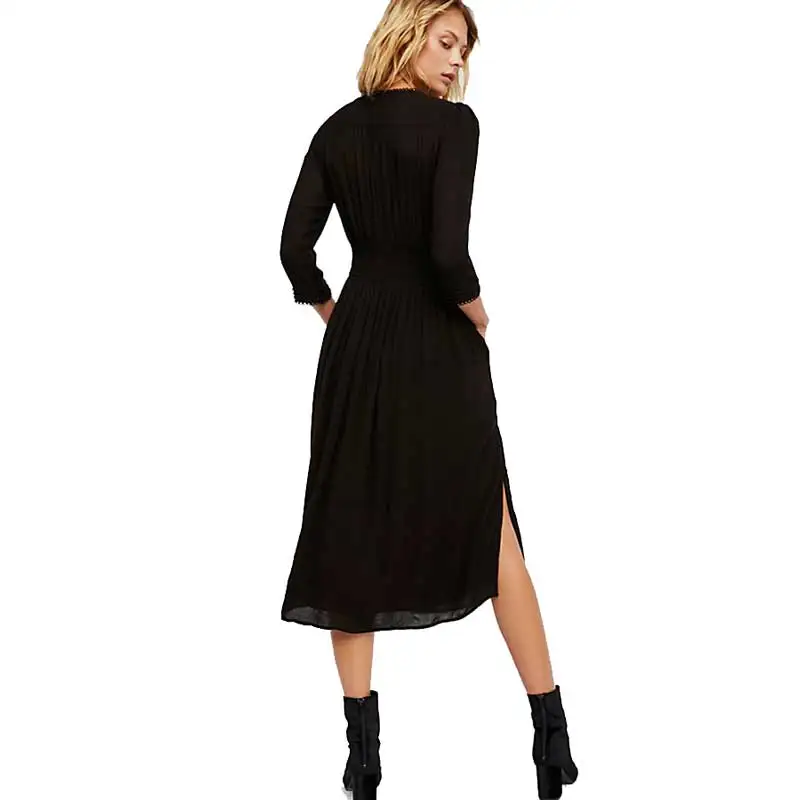 Богемный Вдохновленный женский платье миди с цветочным принтом и рукавом три