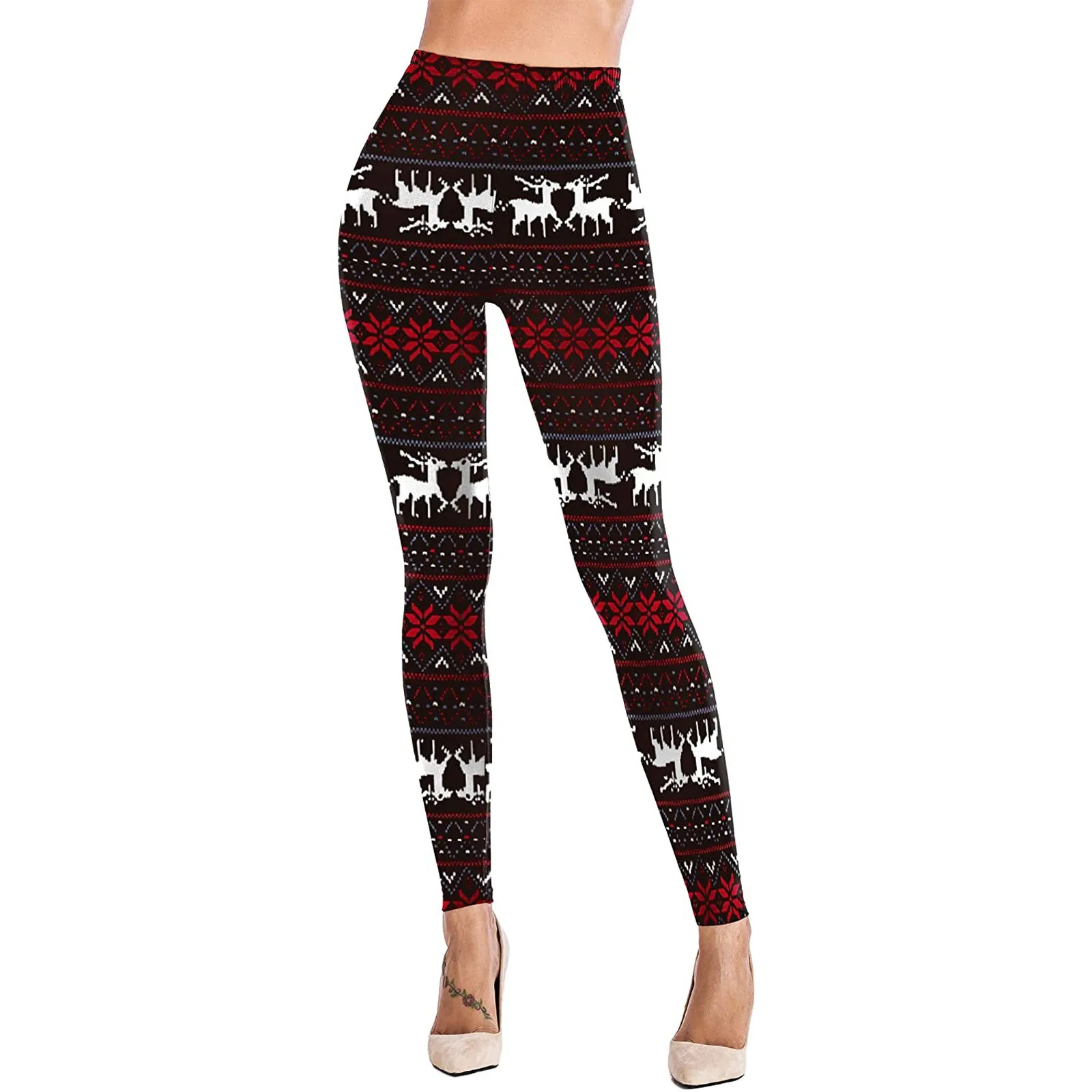 

Ankle Leggings Pants Cute Christmas Soft Women's Printed Tights Warm And Stretch Plus Size Pants