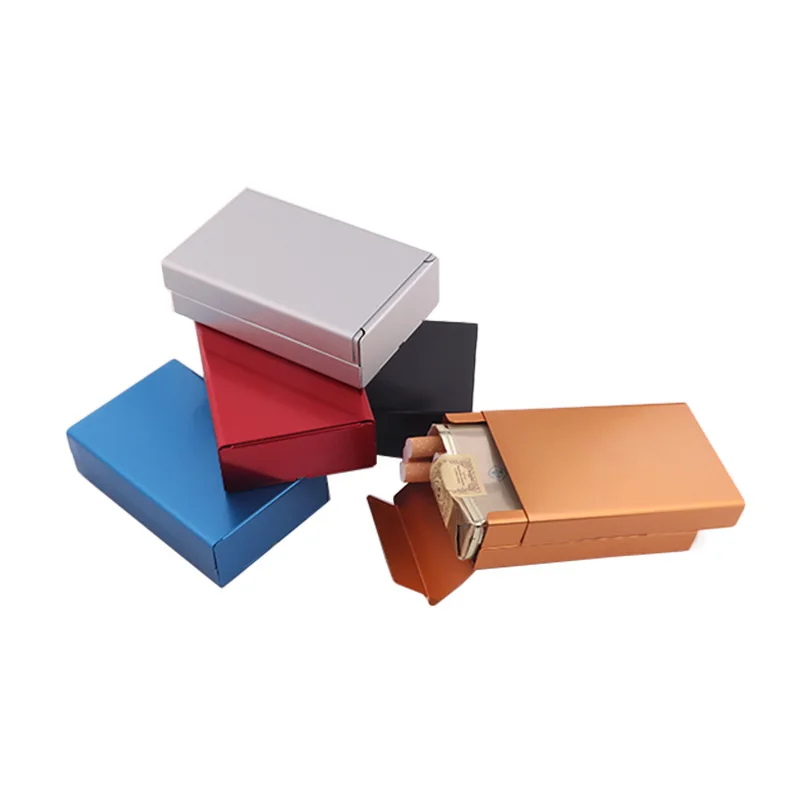 Креативный скользящий 20 палочек ультратонкий металлический чехол для сигарет