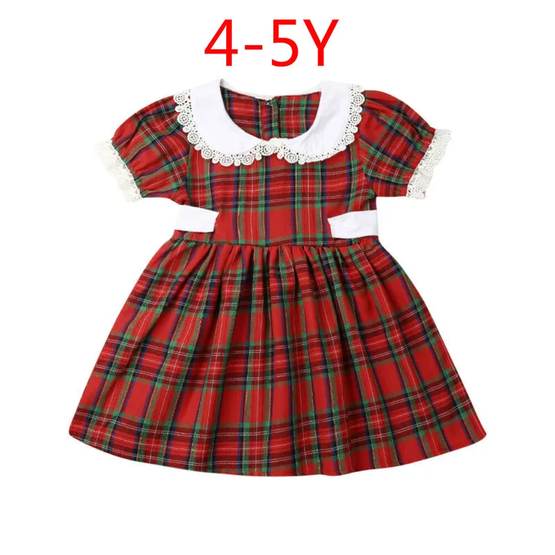 Dress 4 to 5Y Одинаковая Рождественская одежда для больших и маленьких сестер детские красные ползунки в клеточку для маленьких девочек Рождественская одежда принцессы для девочек От 0 до 6 лет - Цвет: Dress 4 to 5Y