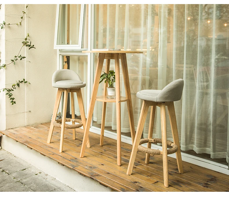 

Nordic bar table and chair combination high table solid wood round table home leisure bar table simple small bar table