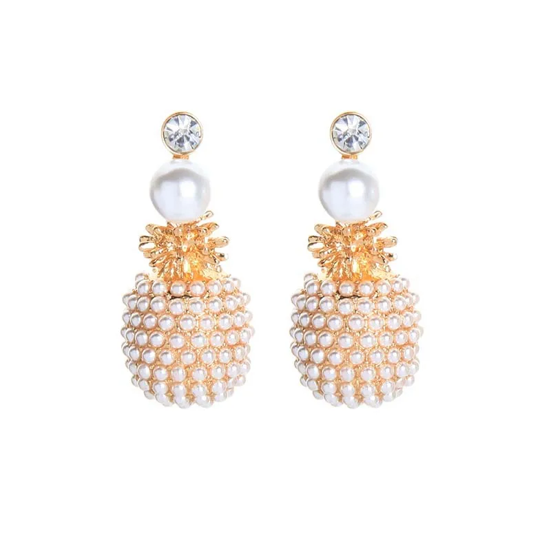 

Pave Pearls Pineapple Dangle Drop Earrings for Women