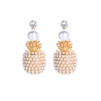 pave pearls pineapple dangle drop earrings for women