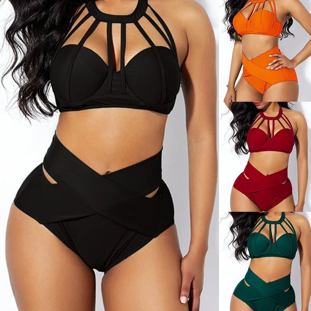 

Plus Size Women's Sexy Swimsuit Solid Bathing Suit bikini beach dress