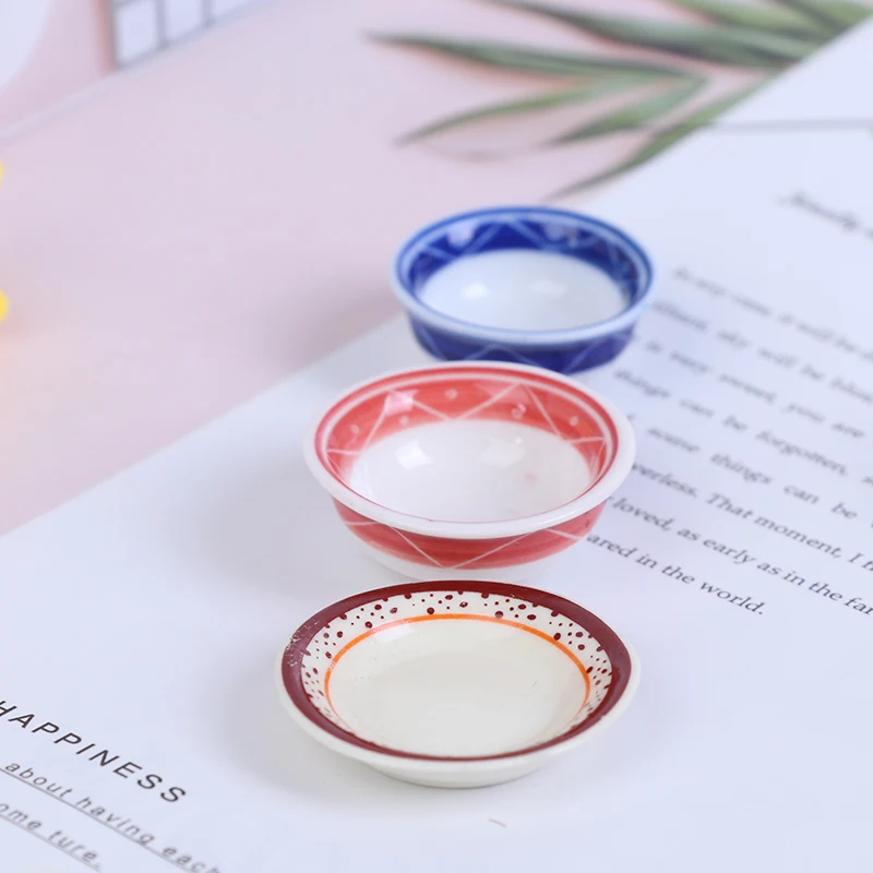 

1PC Dollhouse Mini Ceramics Tableware Vegetable Bowl Rice Bowl Doll Kitchen Furniture Toys for Baby Kids