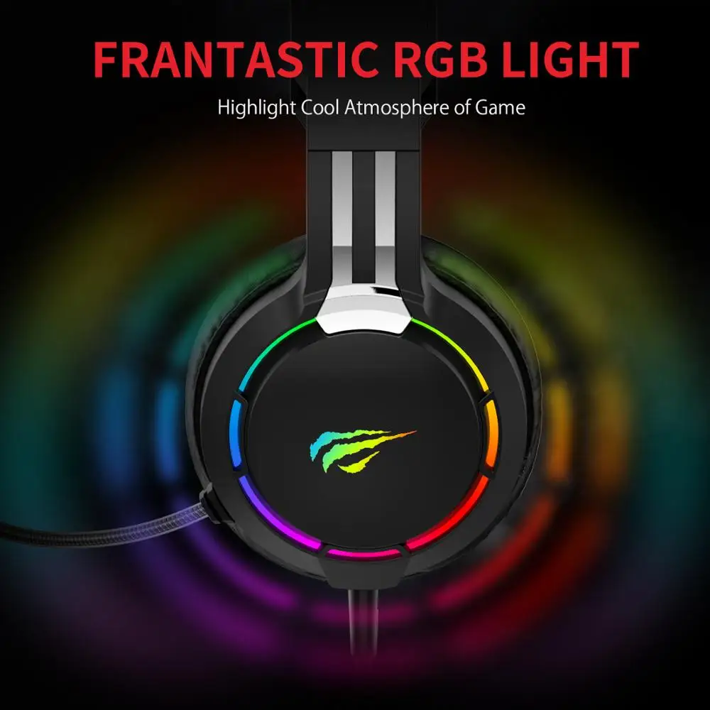 havit professional rgb gamer headset for computer ps4 gaming headphones adjustable bass stereo pc wired headset with mic switch free global shipping