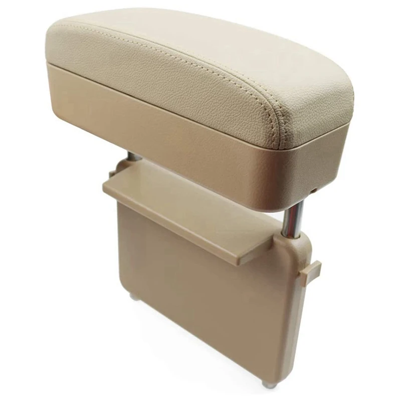 

2 Pcs Universal Car Armrest Box Elbow Support Adjustable Car Center Console Arm Rest, Beige & Black Line