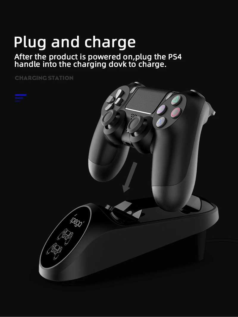 IPega 9180 PS4 контроллер быстрой зарядки док-станция двойной зарядное устройство Подставка с дисплеем для sony playstation 4/PS4 Slim/PS4 Pro