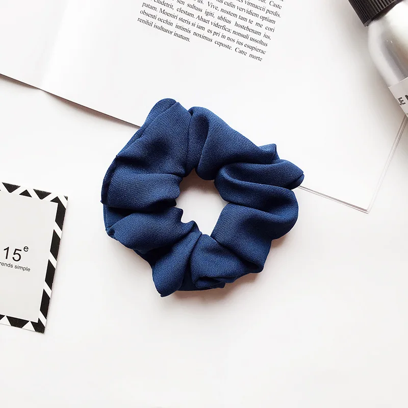 navy scrunchie Модные женские резинки для волос, эластичные веревки для волос, чистый цвет, спортивный танцевальный женский хвостик, резинка для волос для девочек, эластичные резинки для волос - Цвет: navy scrunchie
