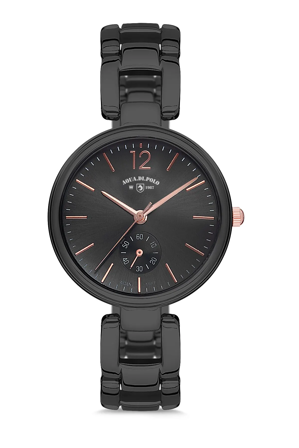 

Женские роскошные высококачественные и модные кварцевые наручные часы Aqua di Polo 2021 черного цвета с металлическим ремешком, 1987