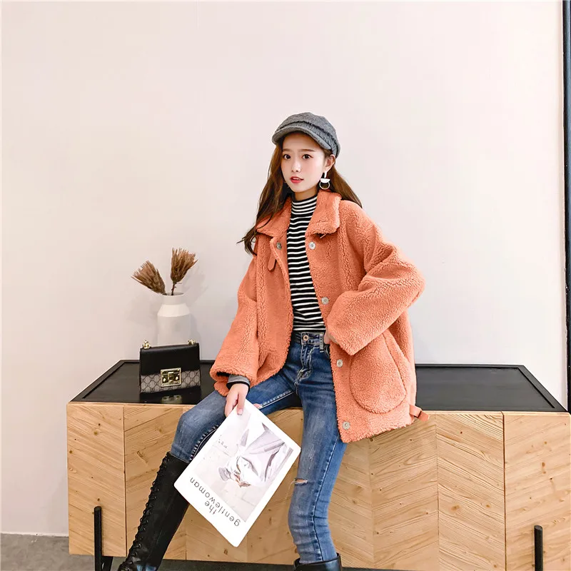 2021 New Winter Women Thicken Warm Natural Sheep Shearing Fur Coat Female Oversize Plush Real Overcoat Femme Jacket | Женская одежда