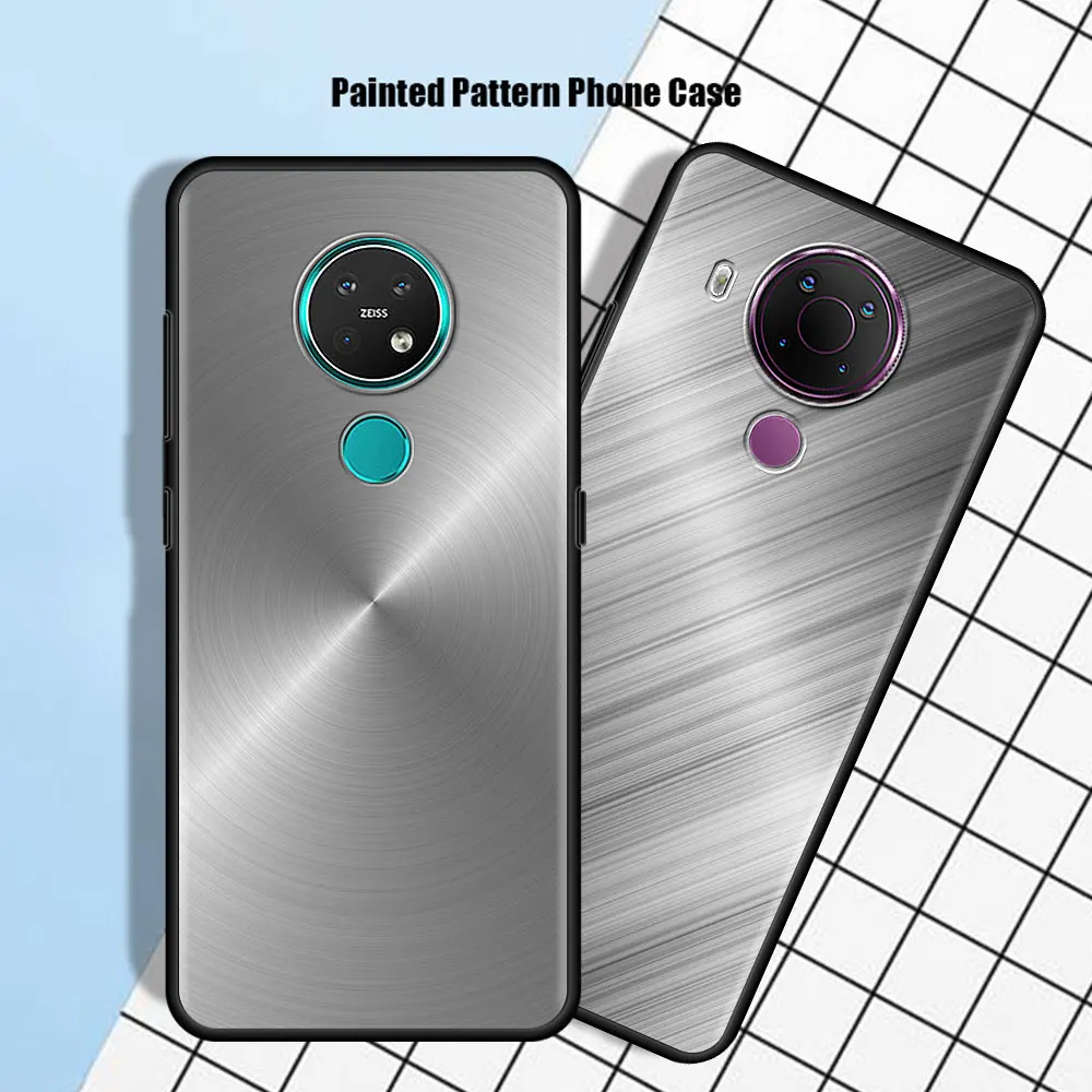 Dark Brushed Metal Texture Cell Phone Case for Nokia 5.4 7.2 3.4 5.3 2.3 3.2 8.3 5G 2.4 2.2 4.2 1.3 1.4 C20 G20 X20 Cover Coque