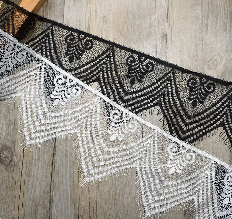 

6 M / Bag Black and White Eyelashes Must Be Side Clothing Accessories Diy Decorative Width 12cm Lace