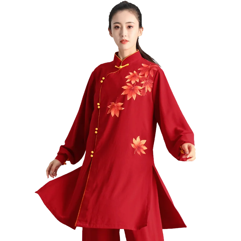 Red Tai Chi Clothing Martial Arts Suit Chinese Warrior Costume Swordsman Kung Fu Outfit Wing Chun Wushu Uniform FF2231 | Тематическая