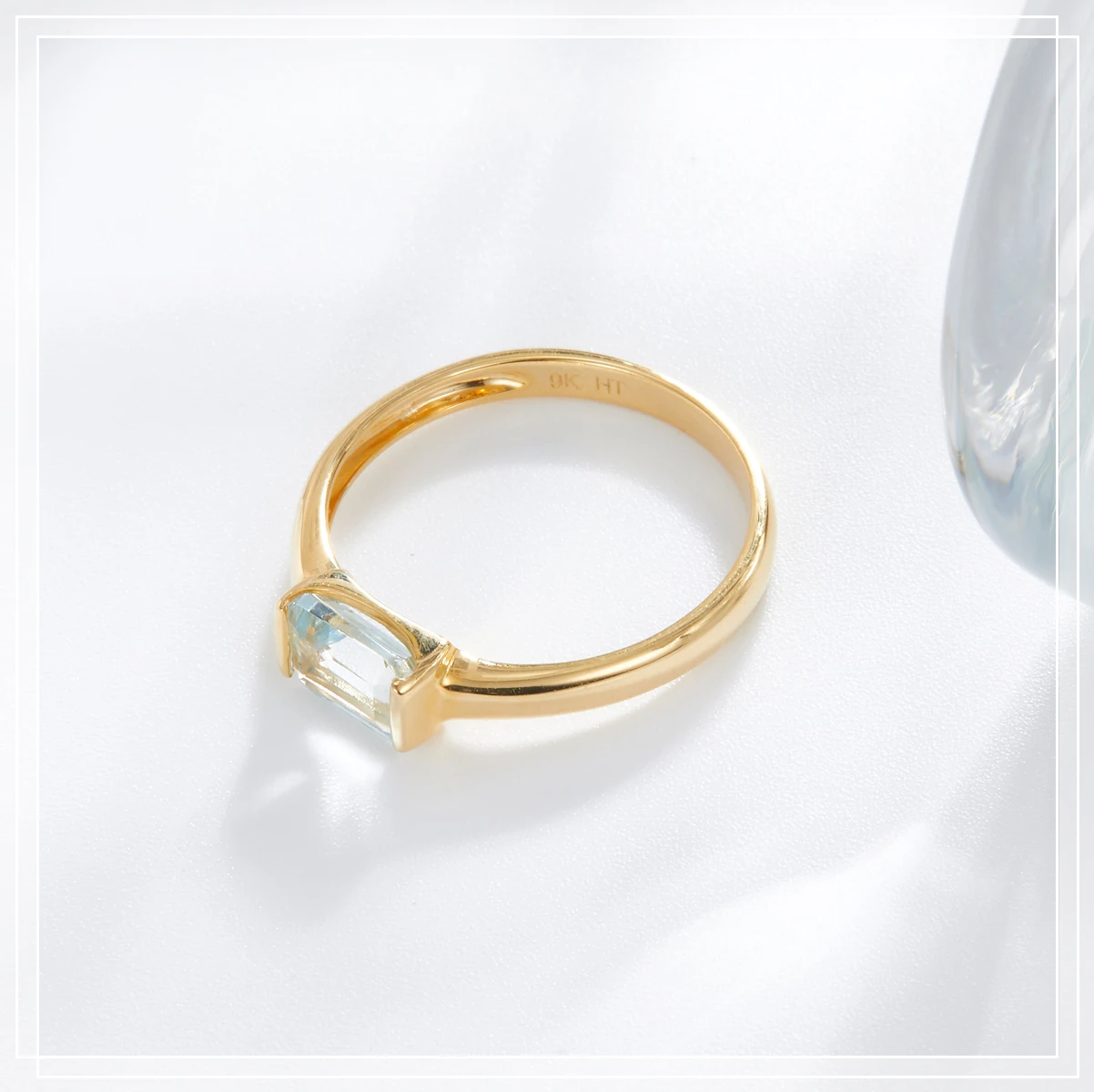Hutang 9K массивная, желтая, Золотая обручальное кольцо 0.8ct натуральные аквамариновые кольца изысканные свадебные драгоценные камни ювелирные изделия для женщин подарок