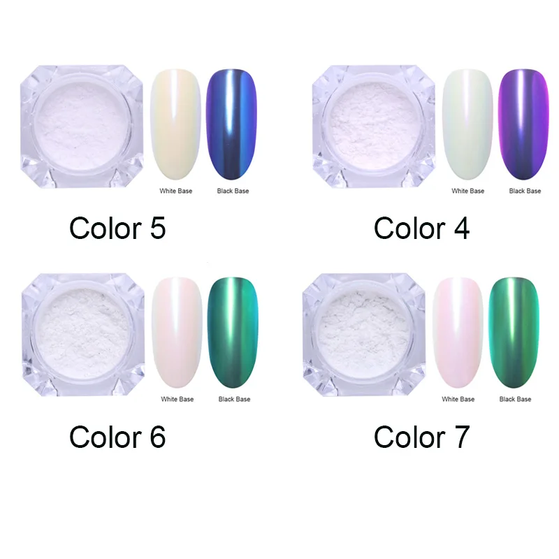 4pcs-Set 3 Яркие Блестки для ногтей порошок пыль хром пигмент пыль ослепительный салон микро Голографический лазерный порошок для DIY украшения для ногтей - Цвет: 4pcs-Set 3