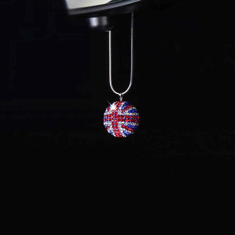 Автомобильный зеркальный кулон Union Jack с подвеской украшенный кристаллами