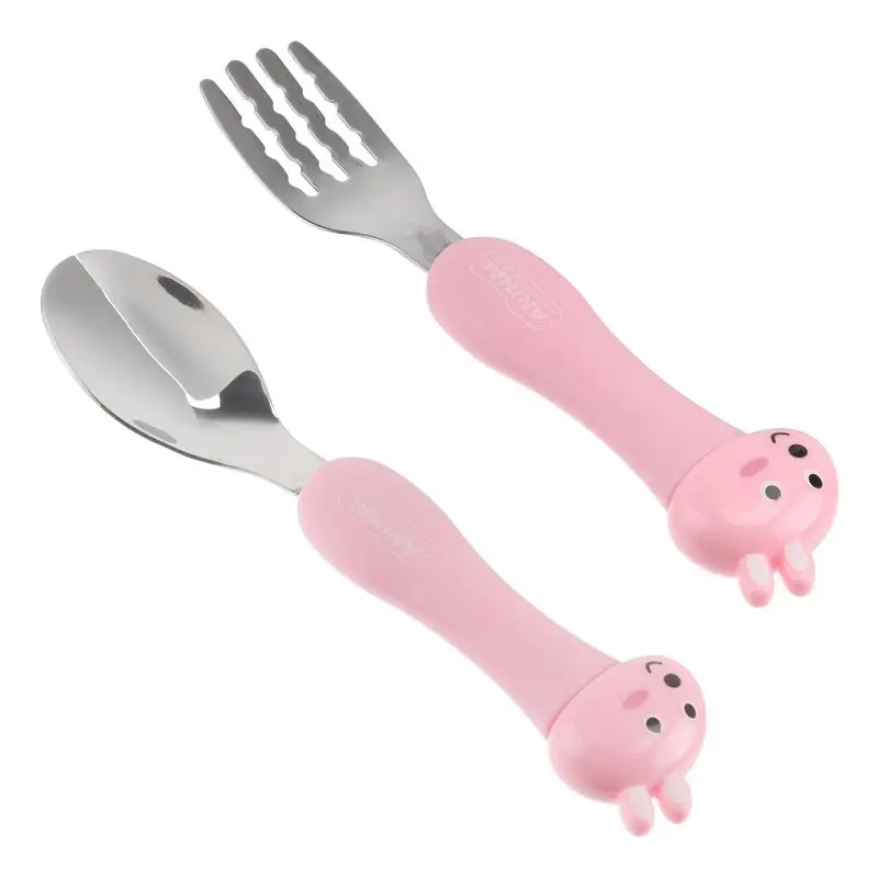 Juego de cuchara y tenedor para beb&eacute;, tenedores y utensilios para ni&ntilde;os peque&ntilde;os, cucharas de alimentaci&oacute;n para el primer ni&ntilde;o de un a&ntilde;o, vajilla de plata, 3 alimentos de silicona-2