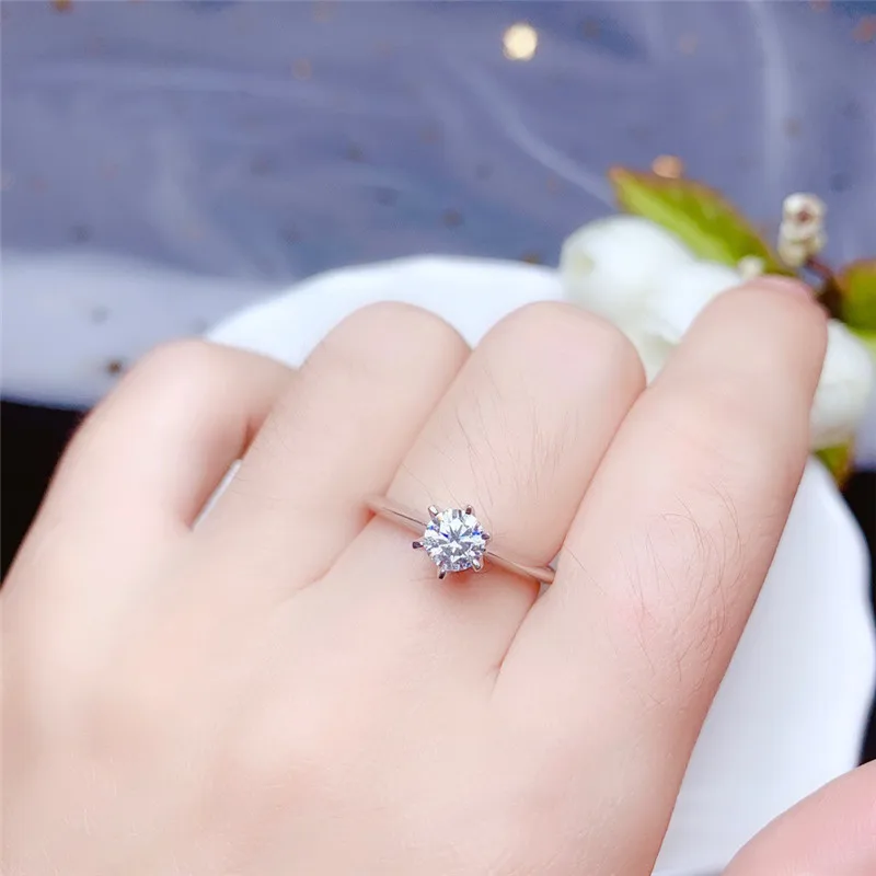 Женское кольцо Moissanite ювелирное изделие в классическом стиле из серебра 925 пробы 0