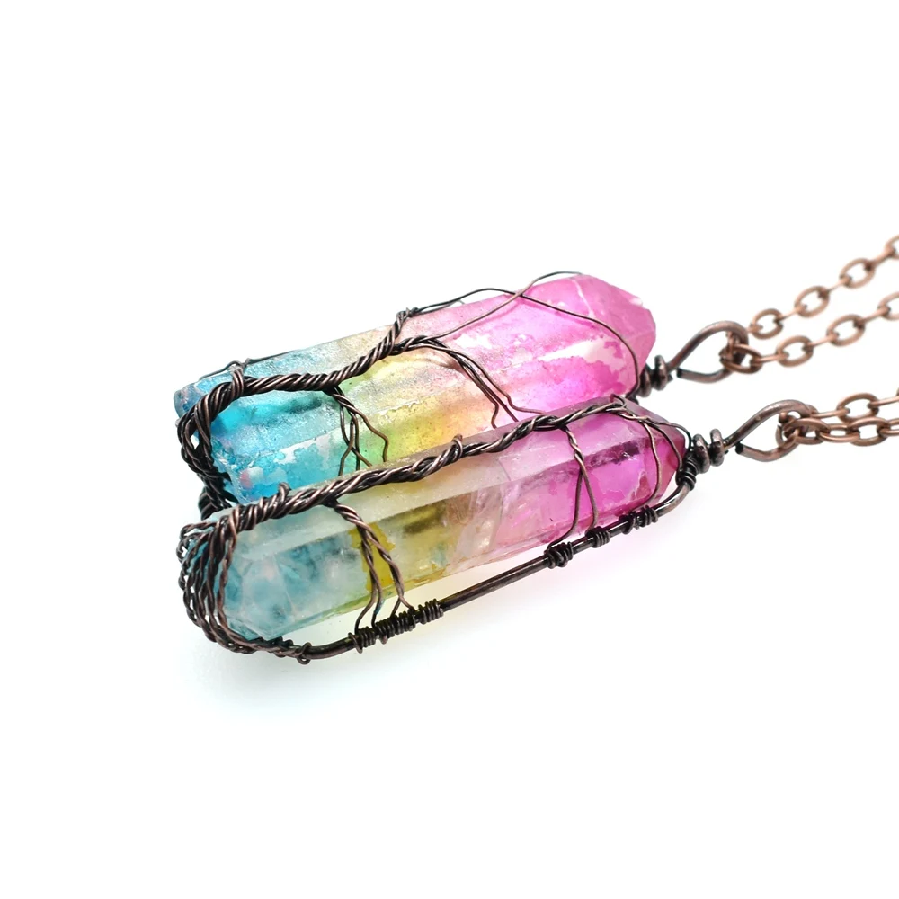 Ожерелья в стиле ретро хрустальные подвески натуральный камень кварцевый