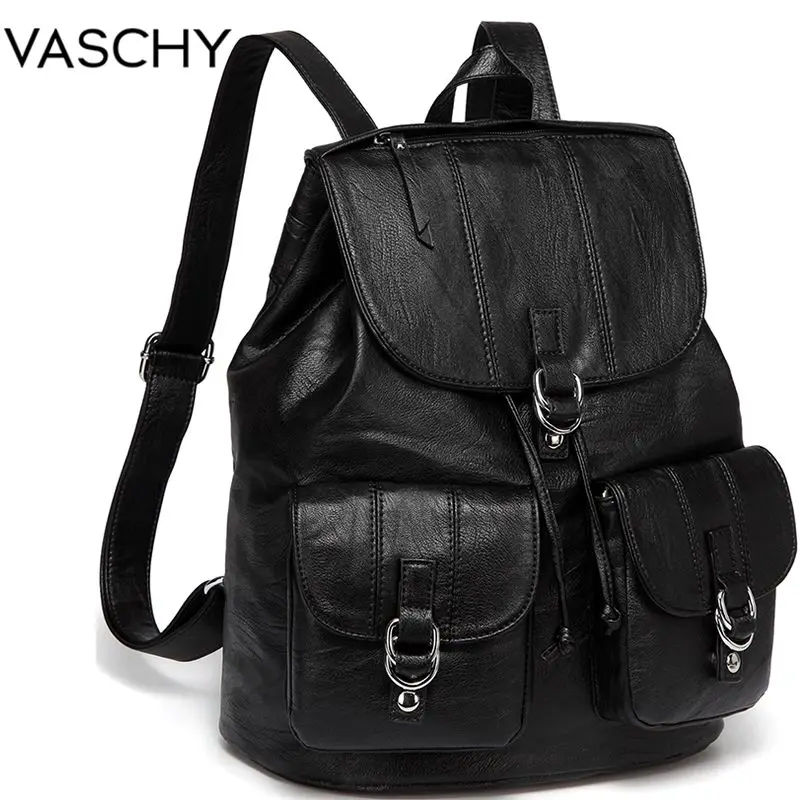 VASCHY Fashion Backpack Purse for Women Chic Drawstring Scho