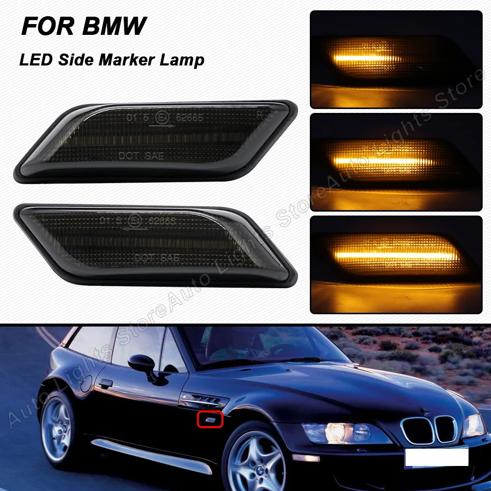

2PCS Dynamic LED Turn Signal Lights For BMW E36 Z3(Coupe/Roadster)1994 1995 1996 1997 1998 1999 2000 2001 2002 Side Marker Lamps