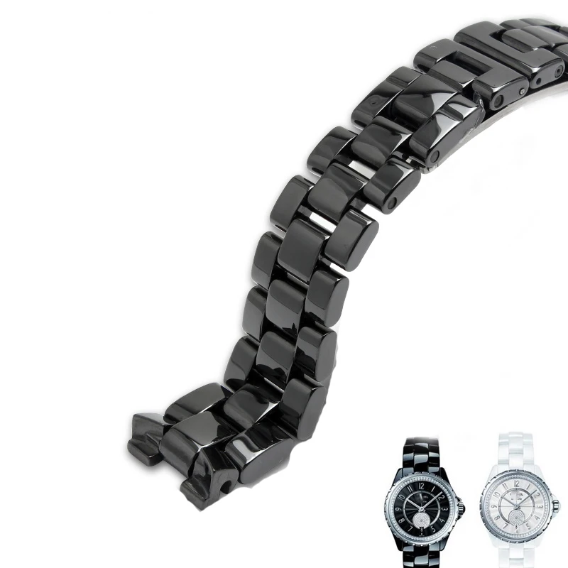 16mm 19mm For J12 ceramics wristband high quality women's men's watch strap Fashion bracelet black white