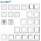 DIY белый выключатель питания, Рамка ПК, свободный комбинированный переключатель электрическая розетка ЕС немецкая розетка, 13A-15A светодиодный светильник, NOVSKI