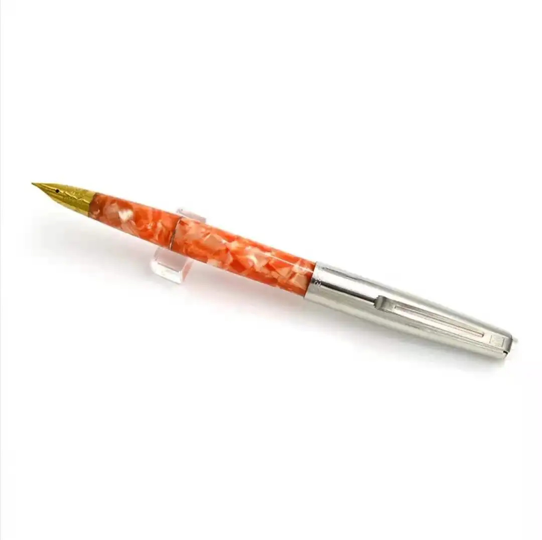 

Old Stock St Penpps 237 Orange Fountain Pen Celluloid Ink Pen F Nib Aerometric Filler Office Business Collection