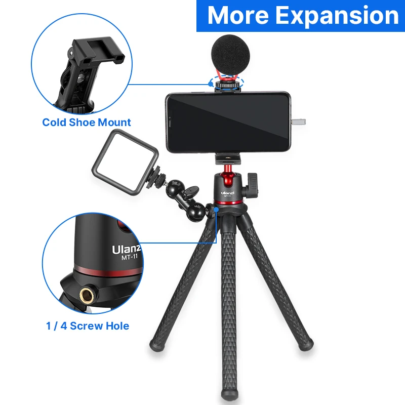 Гибкий мини-штатив Осьминог Ulanzi MT-11 штатив для смартфонов iPhone DSLR SLR-камер Gopro
