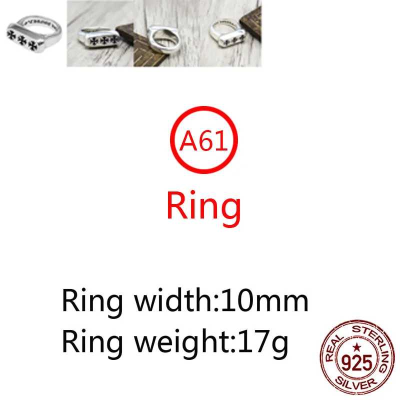 

A61 s925 sterling silver ring punk fashion jewelry retro personality tide section cross opening shape gift for friends