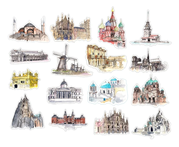 16 шт./компл. винтажная наклейка со зданием для путешествий сделай сам скрапбукинг