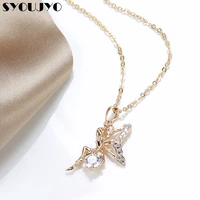 syoujyo angel crystal necklace for women natural zircon with 585 rose gold necklaces vintage style fine jewelry wedding gift