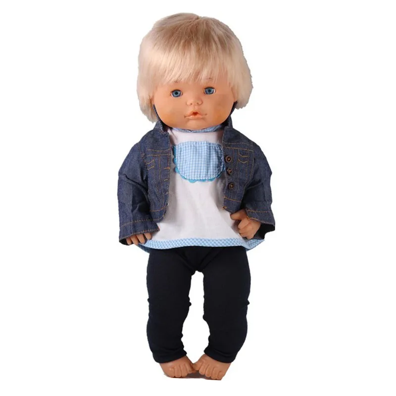Одежда для кукол, 41 см, Nenuco Doll Nenuco y su Hermanita, джинсовое пальто, черные штаны, повседневный стиль, наряды для куклы 16 дюймов - Цвет: coat T-shirt pants 1