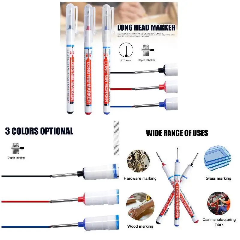 

Long Head Markers Bathroom Woodworking Decoration Multi-purpose Deep Hole Marker Pens FHJ889