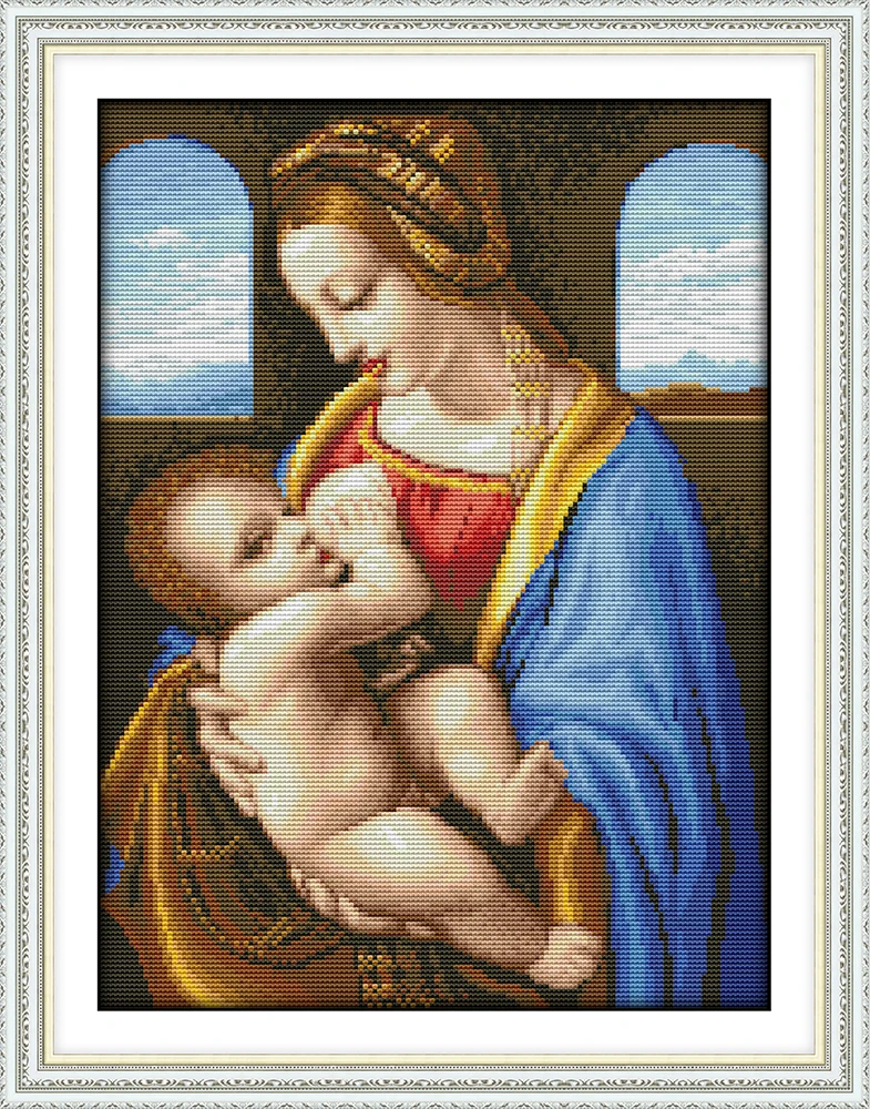 

TheVirgin and theSon eighteenth cross stitch kit aida 14ct 11ct count printed canvas stitches embroidery DIY handmade needlework