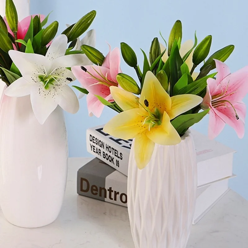

High-quality Artificial Flowers, 36cm, High-end Silk Lilies, Decorative Flowers for Wedding Parties and Home Furnishing Venues.