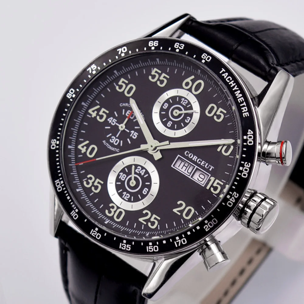 Механические Автоматические Мужские часы военные с кожаным ремешком из