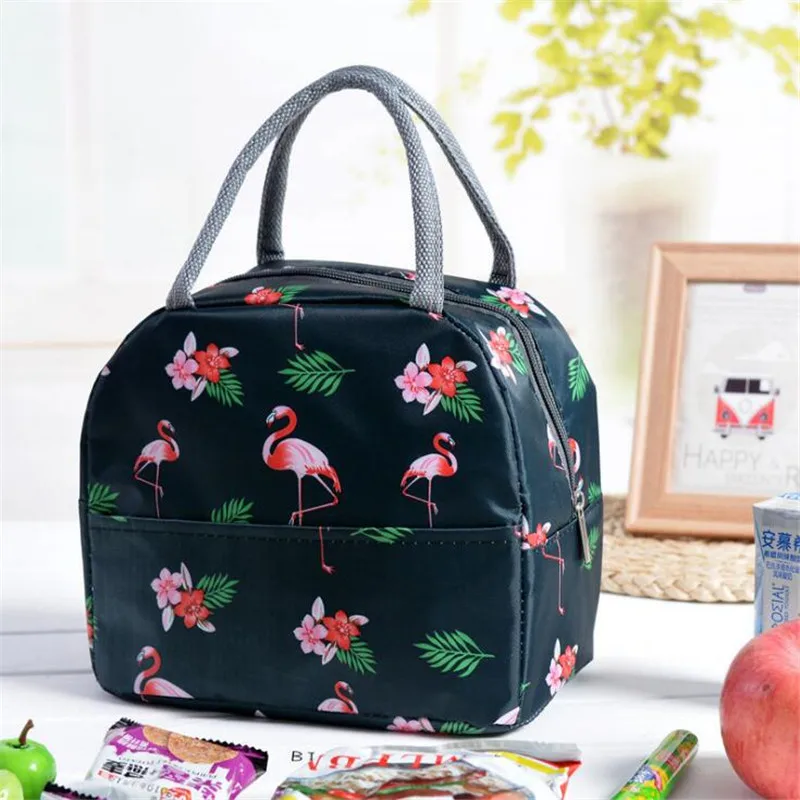

Tote Cooler Bags Waterproof Nylon Portable Zipper Insulated Bag Flamingo Lunch Bags For Women Convenient Lunch Box Food Bag
